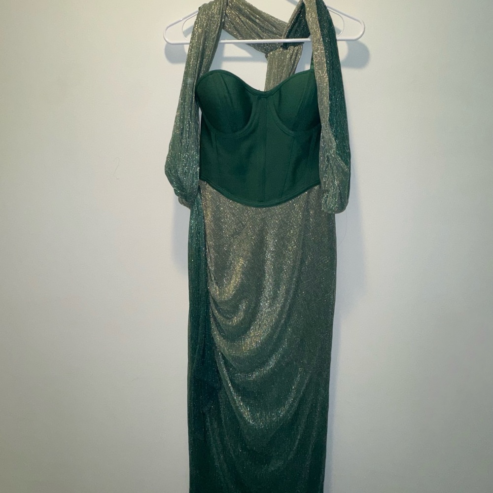 JLUXLABEL GREEN CELESTINA DRAPED
MAXI DRESS